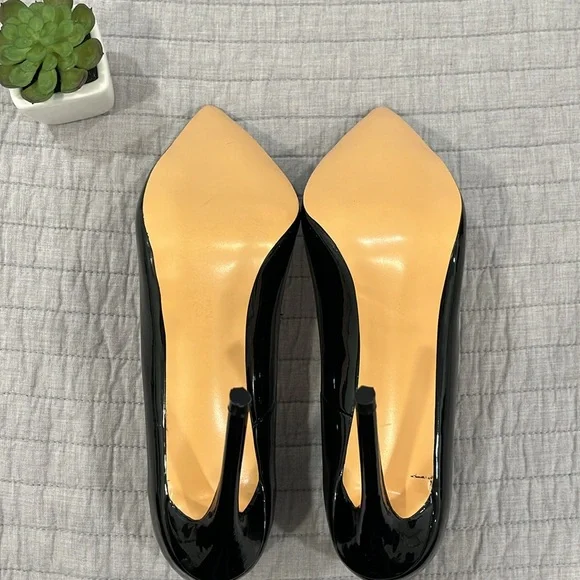 NWOT FSJ Black Patent Leather High Heels Office Pointed Toe Pumps Shoes Sz 8.5 - Picture 6 of 10